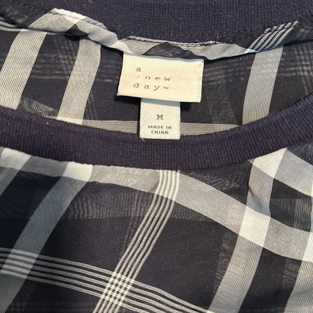 a new day Black and White Plaid Blouse​ - Picture 3 of 4